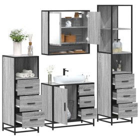Set de muebles de baño 4 pzas madera contrachapada gris sonoma de , Muebles de baño - Ref: Foro24-3301288, Precio: 374,16 €, ...