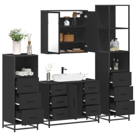 Juego de muebles de baño 4 pzas madera contrachapada negro de , Muebles de baño - Ref: Foro24-3301260, Precio: 448,85 €, Desc...