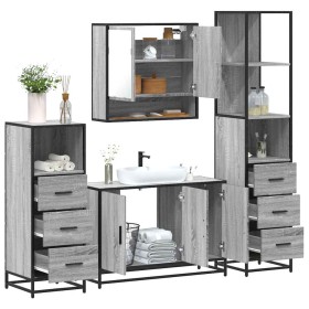 Set de muebles de baño 4 pzas madera contrachapada gris sonoma de , Muebles de baño - Ref: Foro24-3301283, Precio: 361,67 €, ...