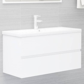 Mueble de lavabo madera de ingeniería blanco 90x38,5x45 cm