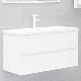 White engineered wood washbasin cabinet 90x38.5x45 cm by vidaXL, Bathroom furniture - Ref: Foro24-804755, Price: 54,34 €, Dis...