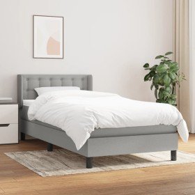Cama box spring con colchón tela gris claro 90x190 cm Cama box spring con colchón tela gris claro 90x190 cm