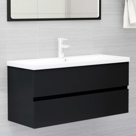 Armario para lavabo madera contrachapada negro100x38,5x45 cm