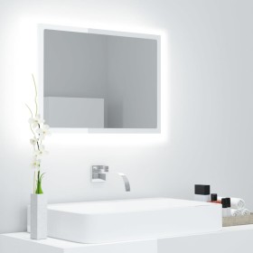 Espejo de baño acrílico blanco brillo 60x8,5x37 cm