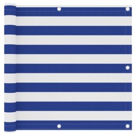 Toldo para balcón tela oxford blanco y azul 90x500 cm