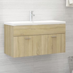 Armario para lavabo contrachapada color roble 90x38,5x46 cm