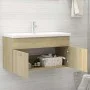 Armario para lavabo contrachapada color roble 90x38,5x46 cm de vidaXL, Muebles de baño - Ref: Foro24-804668, Precio: 34,70 €,...