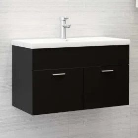Waschbeckenunterschrank aus schwarzem Sperrholz, 80 x 38,5 x 46 cm von vidaXL, Badezimmermöbel - Ref: Foro24-804657, Preis: 3...