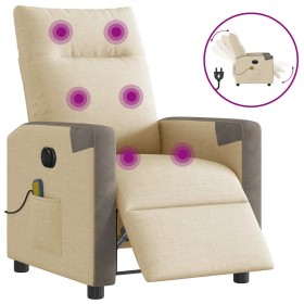 Sillón reclinable de masaje eléctrico tela color crema by , Armchairs - Ref: Foro24-3324088, Price: 250,13 €, Discount: %