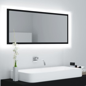 Espejo de baño LED acrílico negro 100x8,5x37 cm