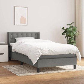 Cama box spring con colchón tela gris oscuro 100x200 cm en Camas y somieres | Comprar online en Foro24