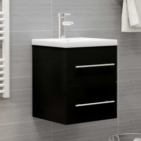 Armario para lavabo madera contrachapada negro 41x38,5x48 cm