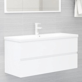 Armario para lavabo madera contrachapada blanco 100x38,5x45 cm