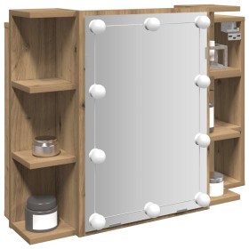 Mueble con espejo y luces LED roble artesanal 70x16,5x60 cm de , Tocadores de baño - Ref: Foro24-857004, Precio: 98,58 €, Des...