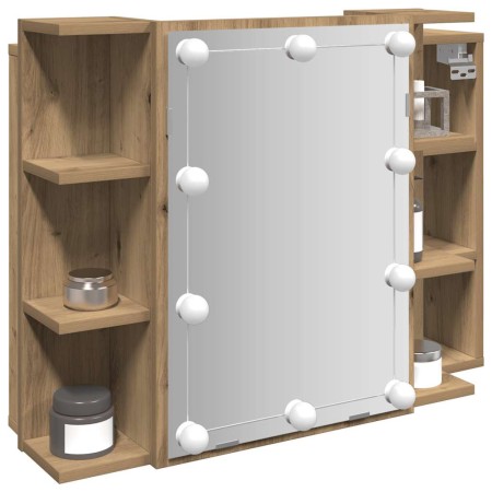 Mueble con espejo y luces LED roble artesanal 70x16,5x60 cm de , Tocadores de baño - Ref: Foro24-857004, Precio: 98,58 €, Des...