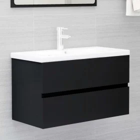 Black engineered wood washbasin cabinet 80x38.5x45 cm by vidaXL, Bathroom furniture - Ref: Foro24-804747, Price: 58,02 €, Dis...