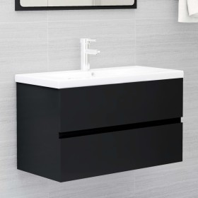 Mueble de lavabo madera de ingeniería negro 80x38,5x45 cm