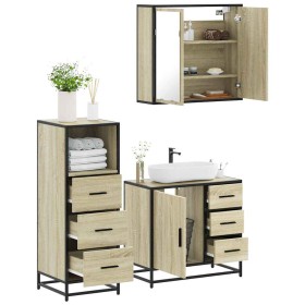 Set de muebles de baño 3 pzas madera contrachapada roble Sonoma de , Muebles de baño - Ref: Foro24-3301016, Precio: 242,42 €,...