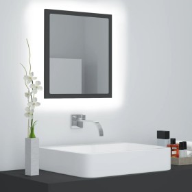 Espejo de baño acrílico gris brillo 40x8,5x37 cm