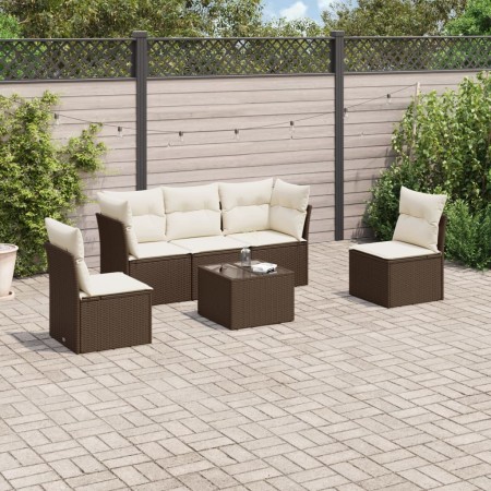 Set sofás de jardín 6 piezas y cojines ratán sintético marrón by , Garden sets - Ref: Foro24-3249202, Price: 366,38 €, Discou...