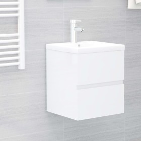 Armario de lavabo madera ingeniería blanco brillo 41x38,5x45 cm