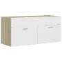 Waschbeckenunterschrank aus weißem Eichenfurnier, 100x38,5x46 cm. von vidaXL, Badezimmermöbel - Ref: Foro24-804679, Preis: 49...