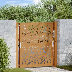 Puerta de jardín diseño de hojas de acero desgastado 105x105 cm de , Puertas de jardín - Ref: Foro24-4100964, Precio: 170,84 €
