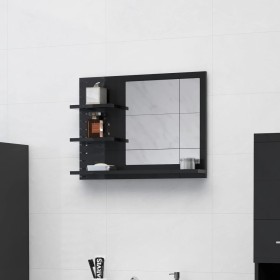 Espejo de baño aglomerado negro brillante 60x10,5x