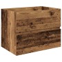 Mueble lavabo con lavabo integrado y grifo madera vieja