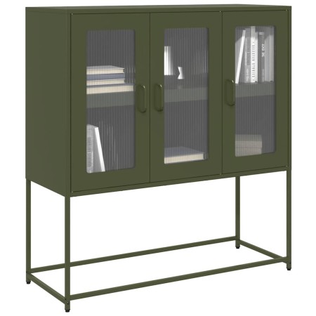 Aparador de acero laminado en frío verde oliva 100,5x39x107 cm by , Sideboards - Ref: Foro24-853408, Price: 136,38 €, Discoun...