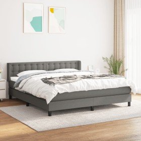 Cama box spring con colchón tela gris oscuro 160x200 cm en Camas y somieres | Comprar online en Foro24