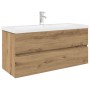 Mueble para lavabo con lavabo integrado y grifo roble artesanal by , bathroom vanities - Ref: Foro24-3328938, Price: 359,20 €...