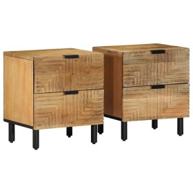Mesitas de noche 2 uds madera maciza de mango marrón 40x33x46cm by , Nightstands - Ref: Foro24-4017719, Price: 154,26 €, Disc...