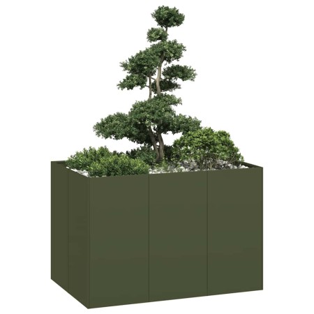 Jardinera acero verde oliva 120x80x80 cm de , Maceteros y jardineras - Ref: Foro24-860790, Precio: 127,17 €, Descuento: %