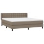 Cama box spring con colchón tela gris taupe 160x200 cm