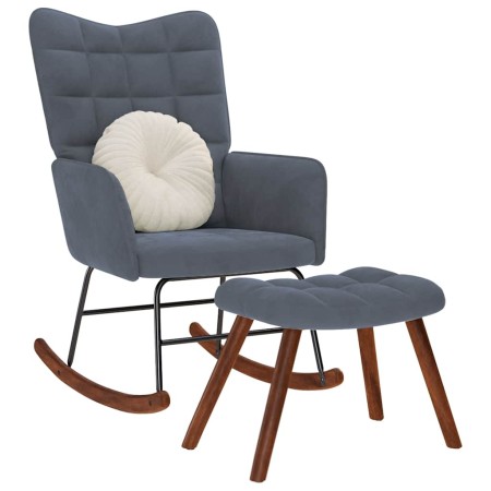 Mecedora con taburete de terciopelo gris oscuro von , Schaukelstühle - Ref: Foro24-4016844, Preis: 143,45 €, Rabatt: %