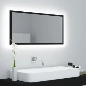 Glossy black acrylic LED bathroom mirror 90x8.5x37 cm by vidaXL, bathroom vanities - Ref: Foro24-804933, Price: 47,95 €, Disc...