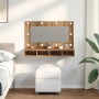 Mueble con espejo y LED roble artesanal 90x31,5x62 cm de , Tocadores de baño - Ref: Foro24-857006, Precio: 81,06 €, Descuento: %