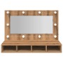 Mueble con espejo y LED roble artesanal 90x31,5x62 cm de , Tocadores de baño - Ref: Foro24-857006, Precio: 81,06 €, Descuento: %