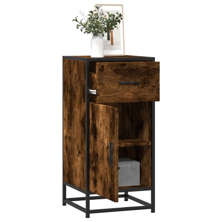 Aparador madera ingeniería y metal roble ahumado 35,5x35x76 cm by , Sideboards - Ref: Foro24-848961, Price: 69,30 €, Discount: %