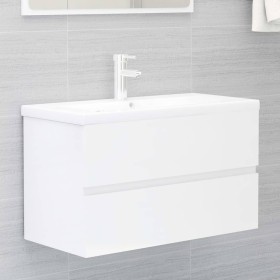 Mueble de lavabo madera de ingeniería blanco 80x38,5x45 cm