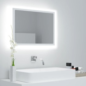 Espejo de baño LED acrílico blanco 60x8,5x37 cm