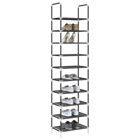 Zapatero 10 niveles negro 44x28x180 cm tejido no tejido by , Shoe racks and shoe organizers - Ref: Foro24-4100620, Price: 22,...