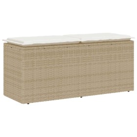 Banco de jardín con cojín ratán sintético beige 110x40x44 cm de , Bancos de jardín - Ref: Foro24-4104149, Precio: 110,92 €, D...