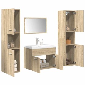 Juego de muebles de baño 5 pzas madera ingeniería roble Sonoma by , Bathroom furniture - Ref: Foro24-3325030, Price: 288,19 €...