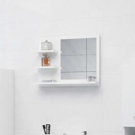 Badezimmerspiegel aus weiß glänzendem Sperrholz 60x10,5x45 cm von vidaXL, Badezimmerwaschtische - Ref: Foro24-805012, Preis: ...