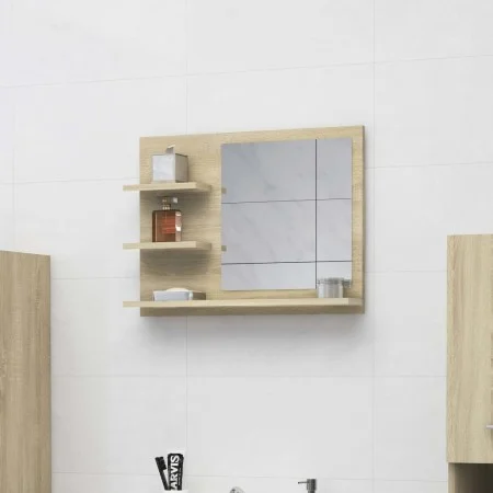 Espejo de baño madera contrachapada roble Sonoma 60x10,5x45 cm de vidaXL, Tocadores de baño - Ref: Foro24-805009, Precio: 32,...