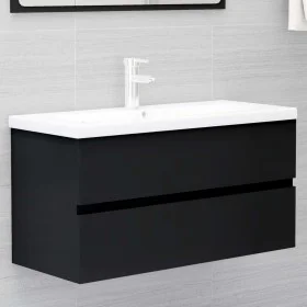 Waschbeckenschrank aus Sperrholz schwarz 90x38,5x45 cm von vidaXL, Badezimmermöbel - Ref: Foro24-804756, Preis: 48,13 €, Raba...
