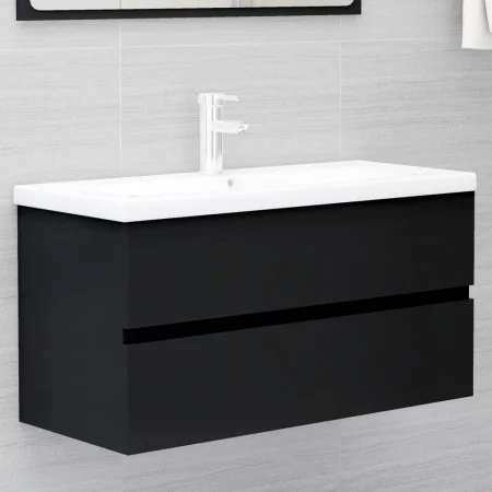 Armario para lavabo madera contrachapada negro 90x38,5x45 cm de vidaXL, Muebles de baño - Ref: Foro24-804756, Precio: 48,13 €...