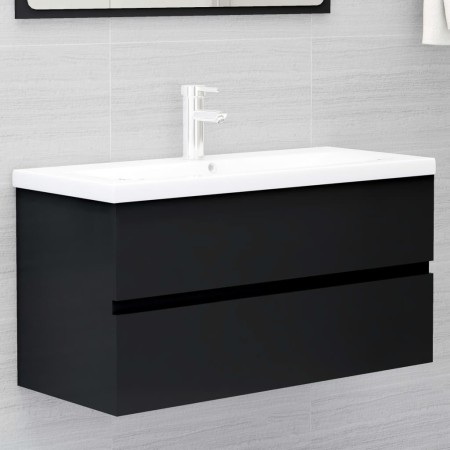 Waschbeckenschrank aus Sperrholz schwarz 90x38,5x45 cm von vidaXL, Badezimmermöbel - Ref: Foro24-804756, Preis: 52,66 €, Raba...